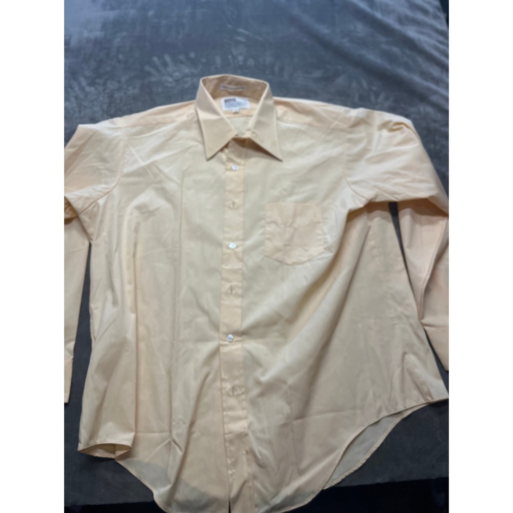 MONTGOMERY WARD Men's Light yellow Long Sleeve Button‎ Down Shirt Size 17 34-35